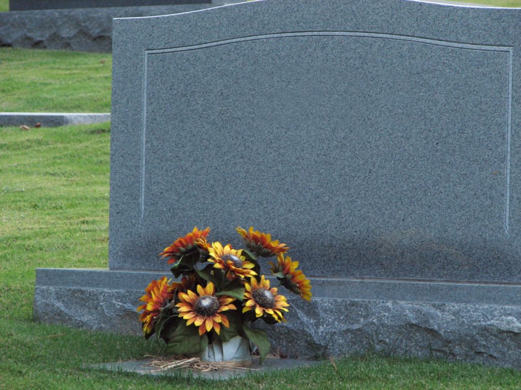 Tombstone with flowers
