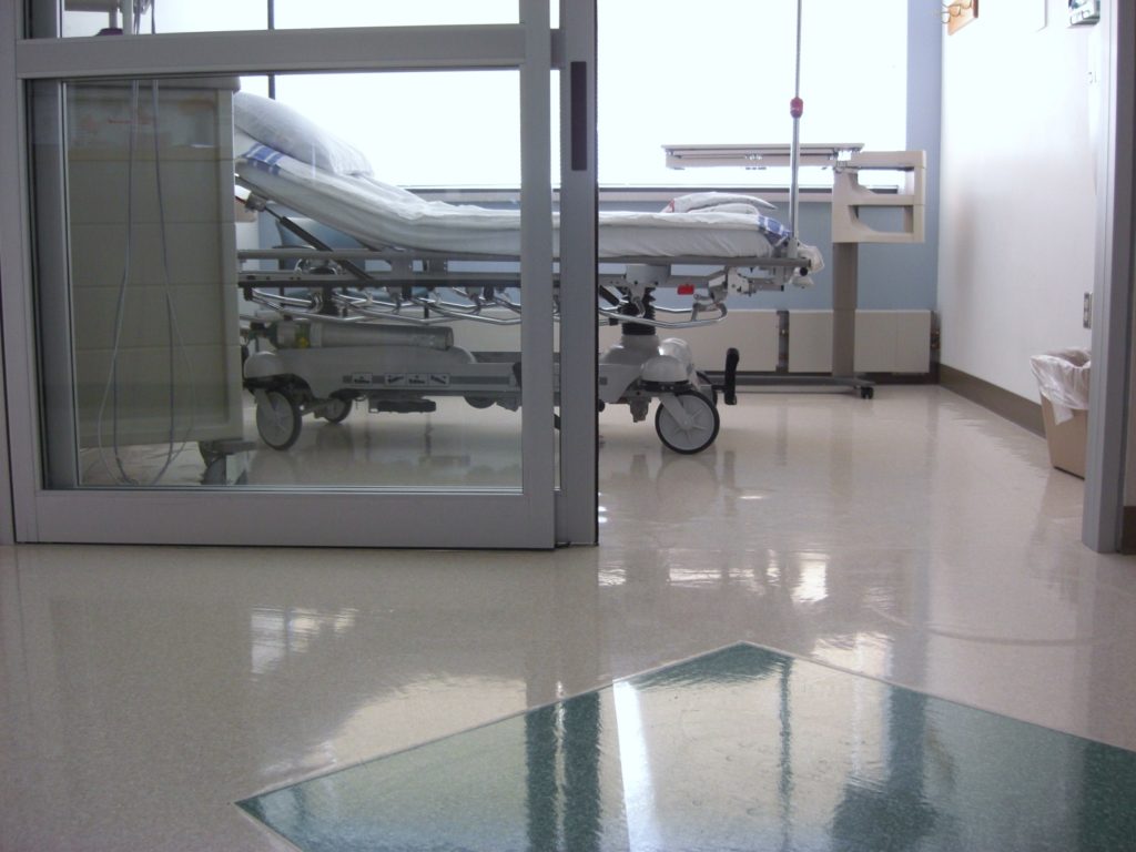 Hospital bed in a room