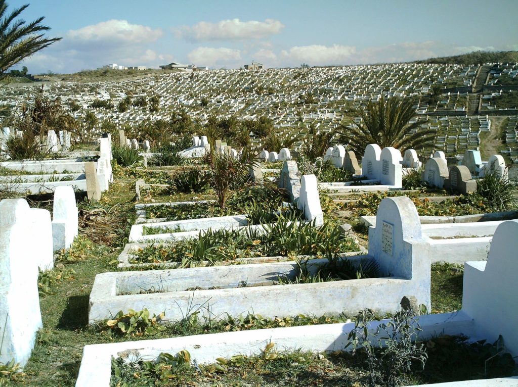 Graves in a cemetery