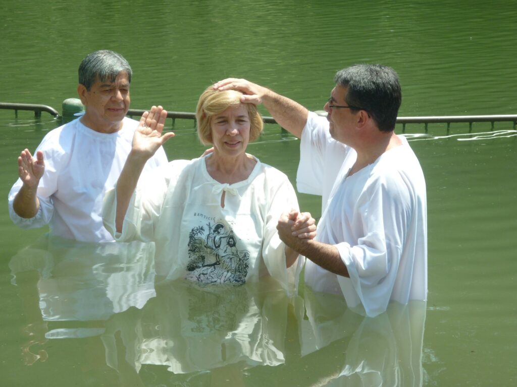 Woman being baptized