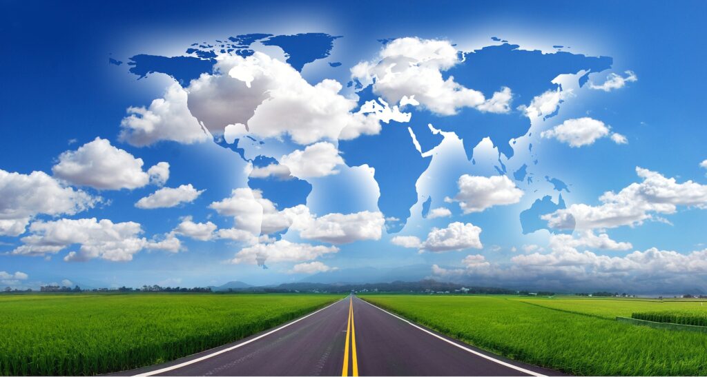 Road with the World in Clouds