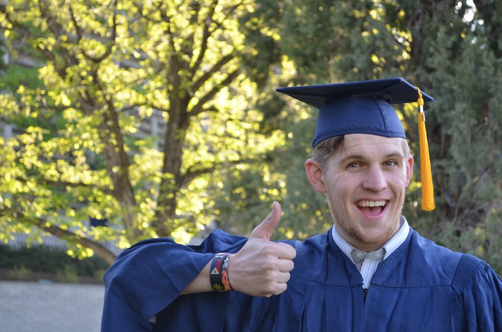 A boy graduating